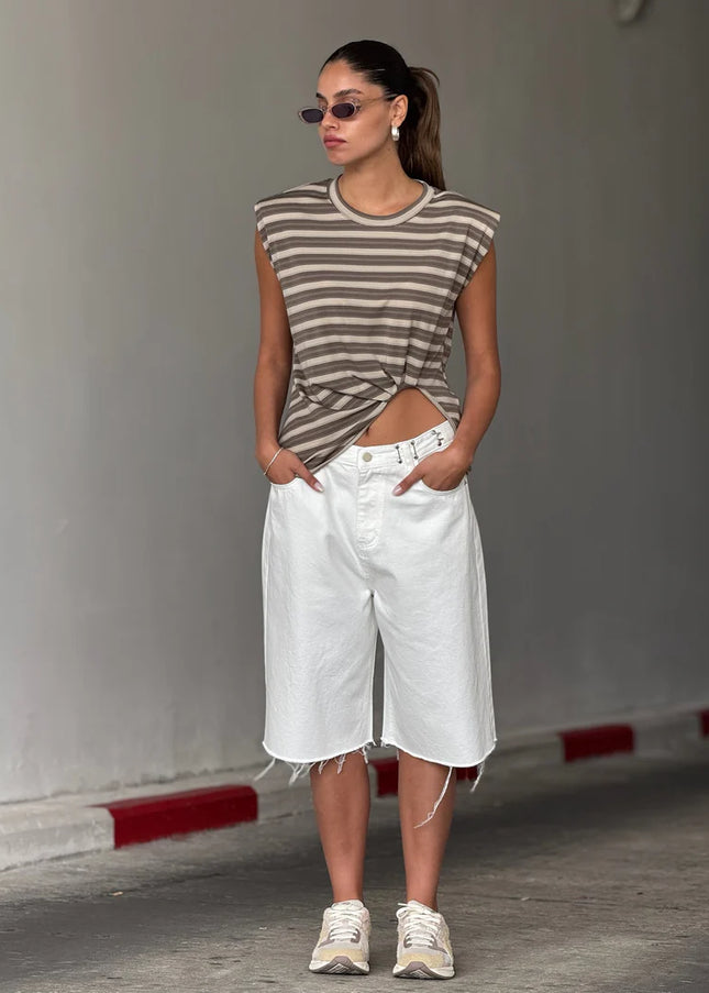 Poly Denim Bermuda Shorts