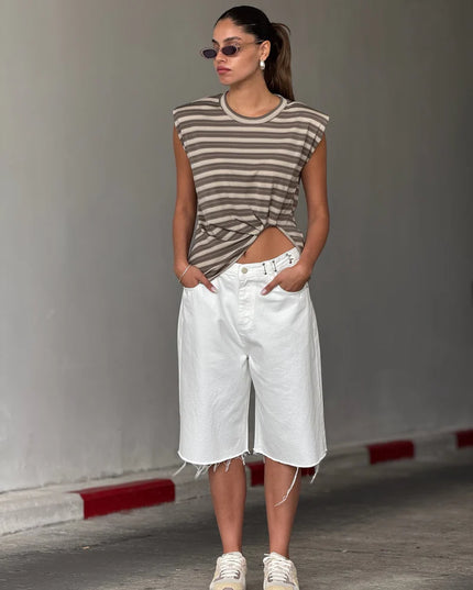 Poly Denim Bermuda Shorts